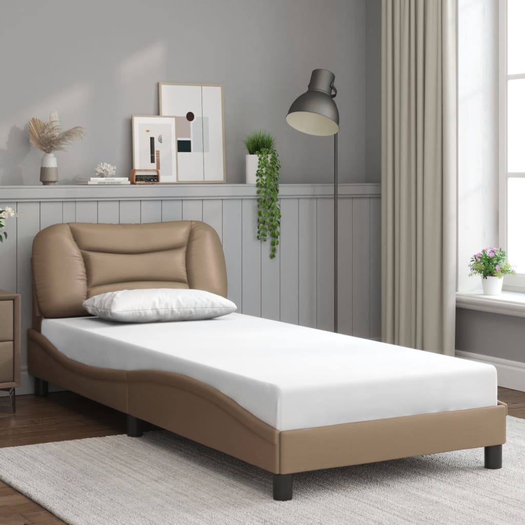 vidaXL Posteľný rám s čelom kapučínový 90x200 cm umelá koža