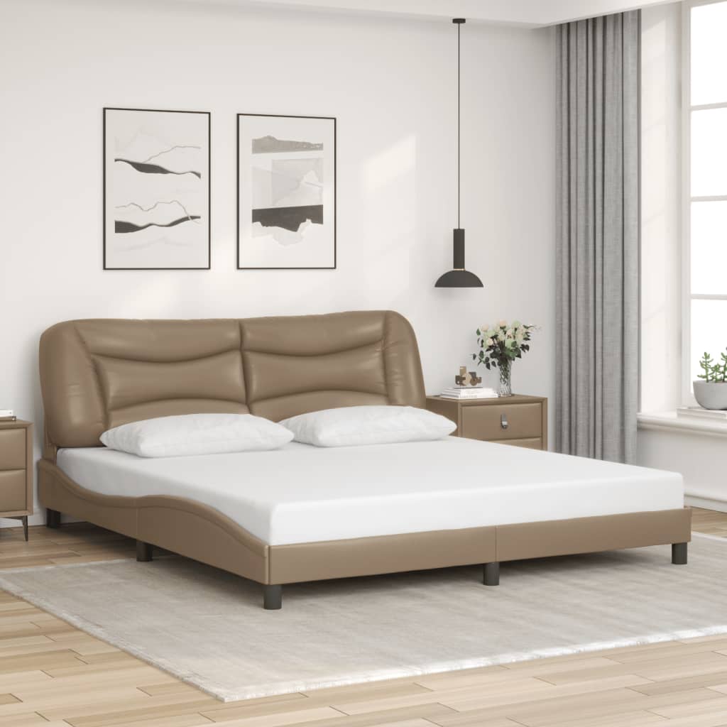 vidaXL Posteľný rám s čelom kapučínový 180x200 cm umelá koža