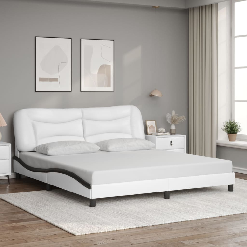 vidaXL Posteľný rám s čelom bielo-čierny 180x200 cm umelá koža