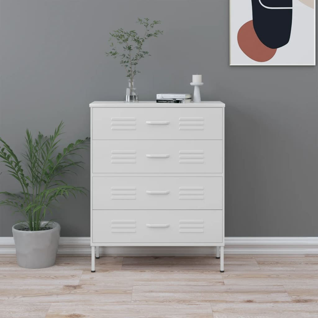 vidaXL Zásuvková skrinka biela 80x35x101,5 cm oceľ