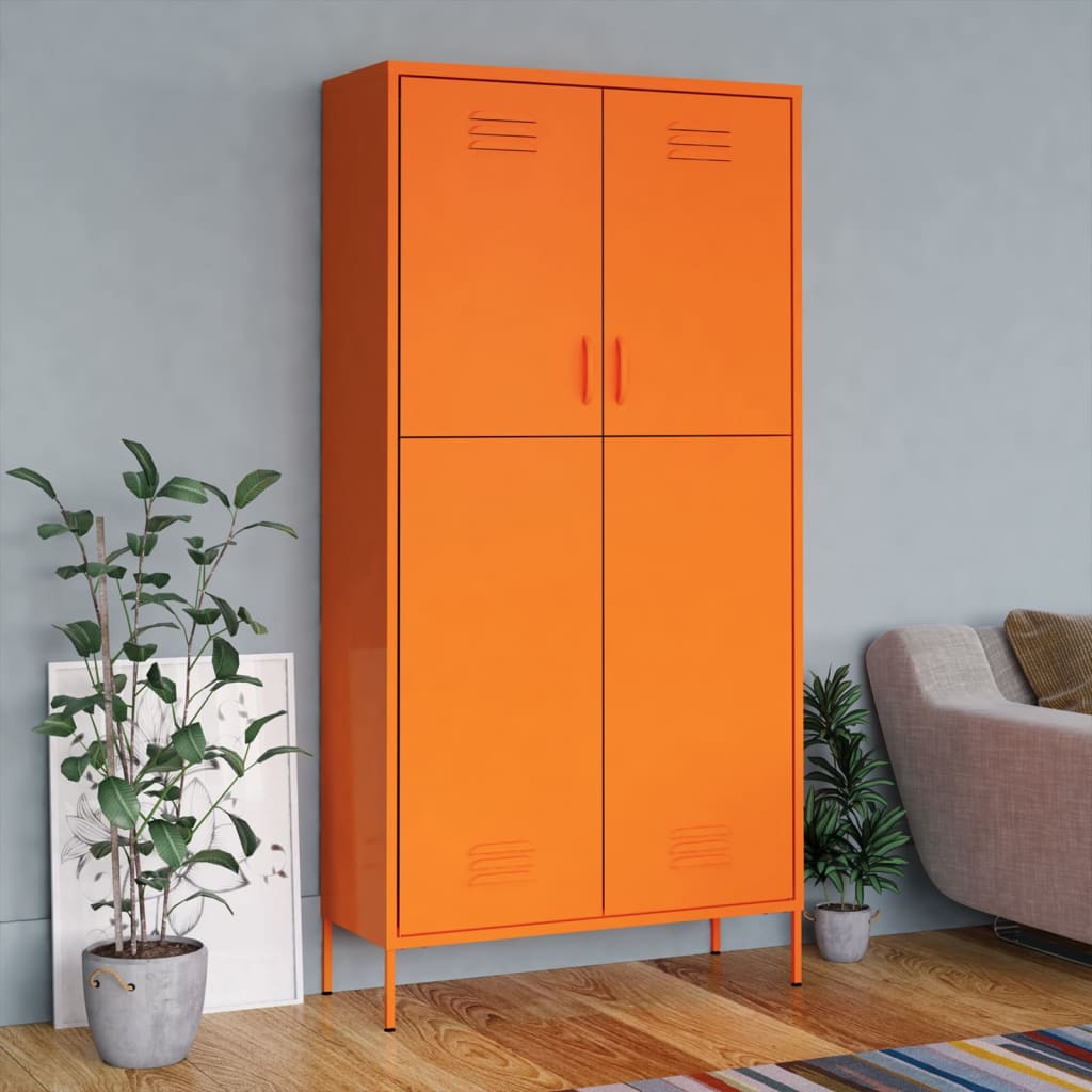 vidaXL Skriňa oranžová 90x50x180 cm oceľová