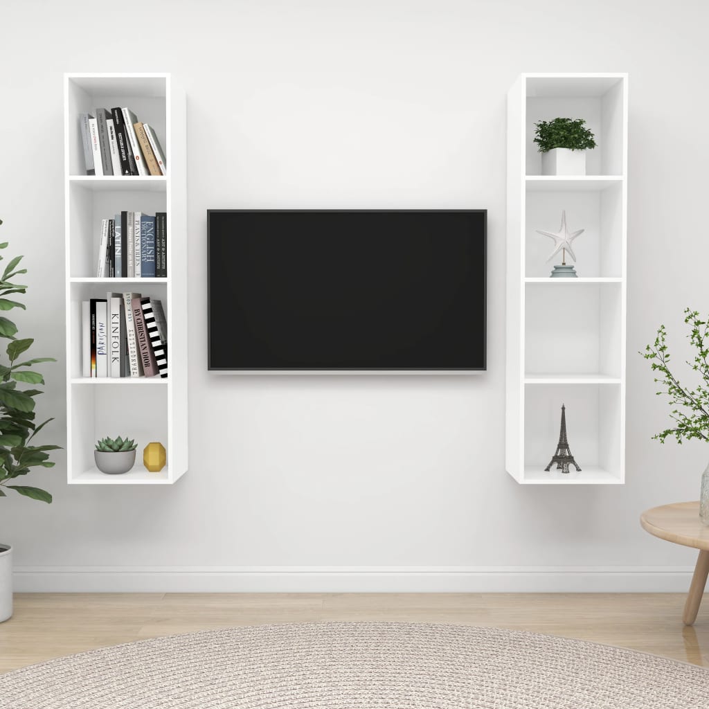 vidaXL Nástenné TV skrinky 2 ks, biele, kompozitné drevo
