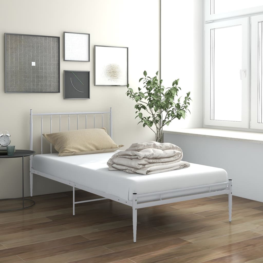 vidaXL Posteľný rám biely kov 100x200 cm
