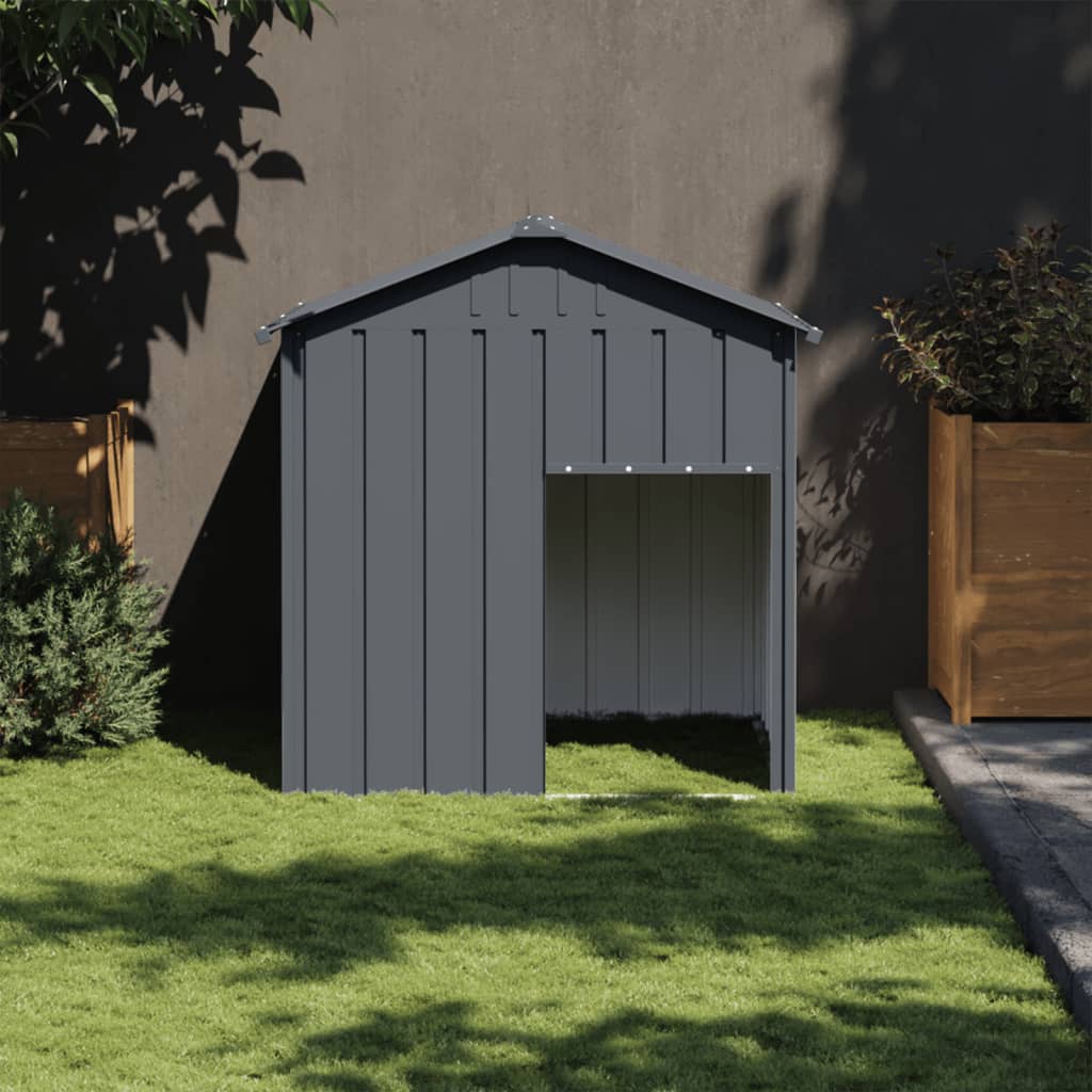 vidaXL Búda pre psa so strechou antracitová 117x103x123 cm pozin. oceľ