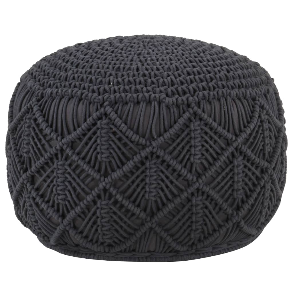 vidaXL Ručne vyrobená taburetka macrame, antracitová 45x30 cm, bavlna