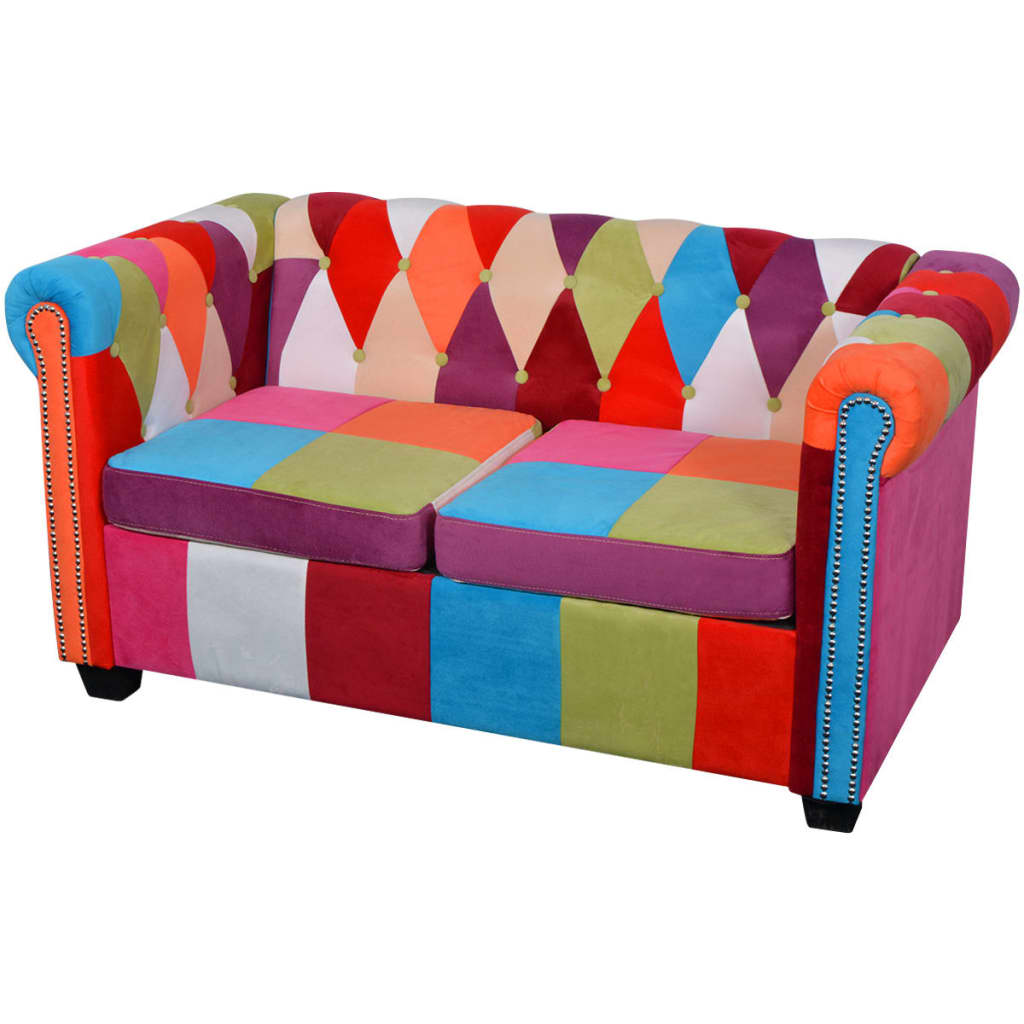 vidaXL Pohovka Chesterfield, 2-miestna, látka