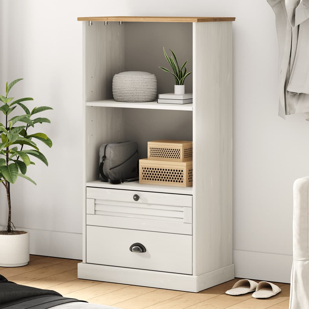 vidaXL Knižnica VIGO biela 60x35x114,5 cm masívna borovica