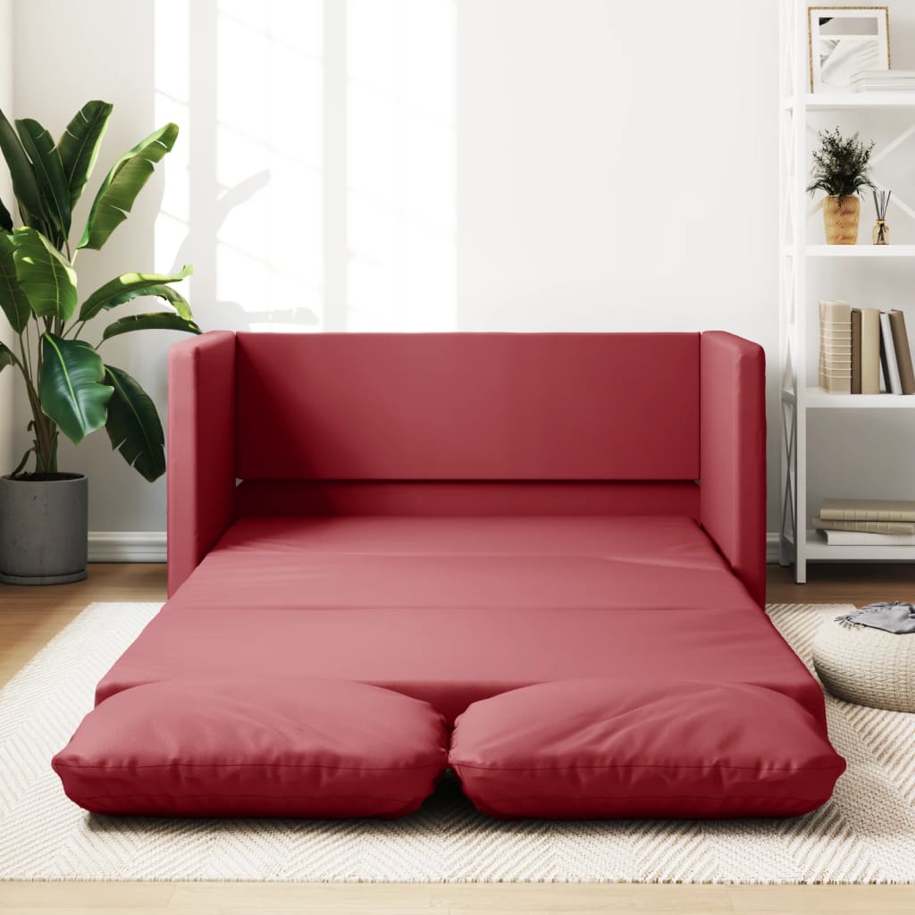 vidaXL Podlahová rozklad. pohovka 2 v 1 vínová 112x174x55cm umelá koža