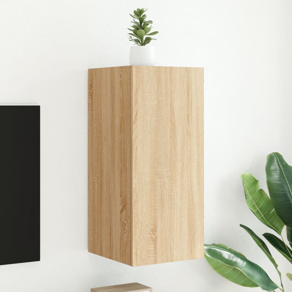 vidaXL TV nástenná skrinka s LED svetlami dub sonoma 30,5x35x70 cm