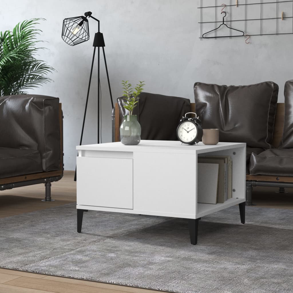 vidaXL Konferenčný stolík biely 55x55x36,5 cm spracované drevo