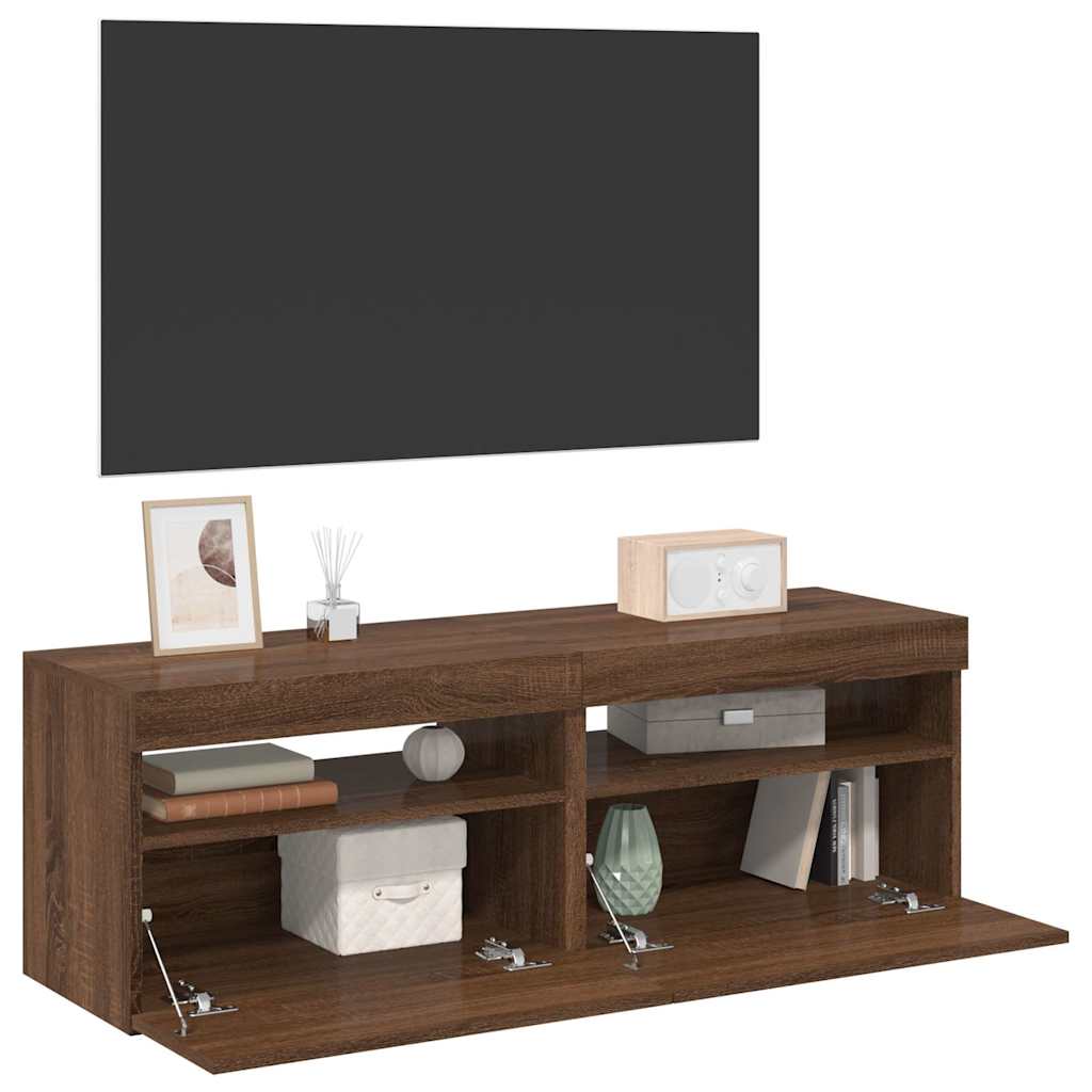 vidaXL TV skrinky 2 ks s LED, tmavý dub 60x35x40 cm