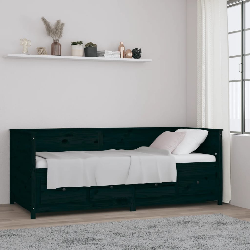 vidaXL Denná posteľ čierna 80x200 cm borovicový masív