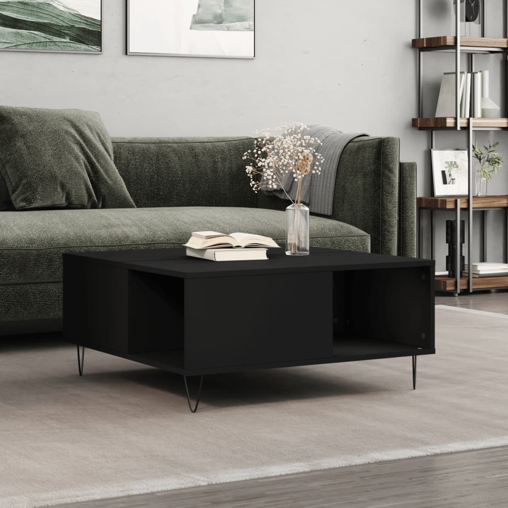 vidaXL Konferenčný stolík čierny 80x80x36,5 cm spracované drevo