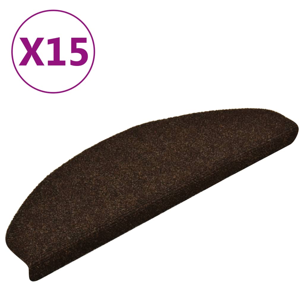 vidaXL Samolepiace nášľapy na schody 15 ks hnedé 65x21x4 cm vpichovaná textília
