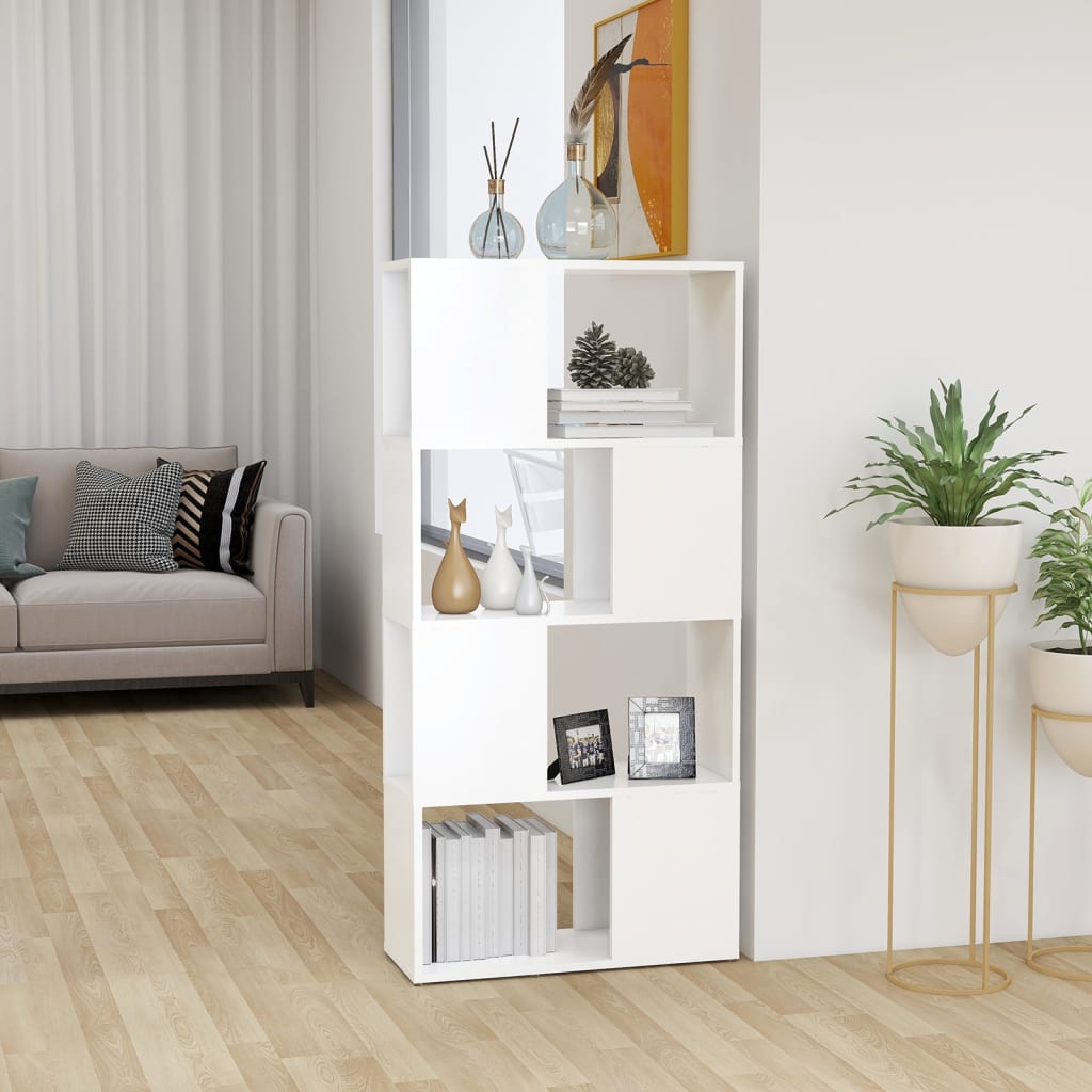 vidaXL Knižnica/deliaca stena biela 60x24x124,5 cm drevotrieska