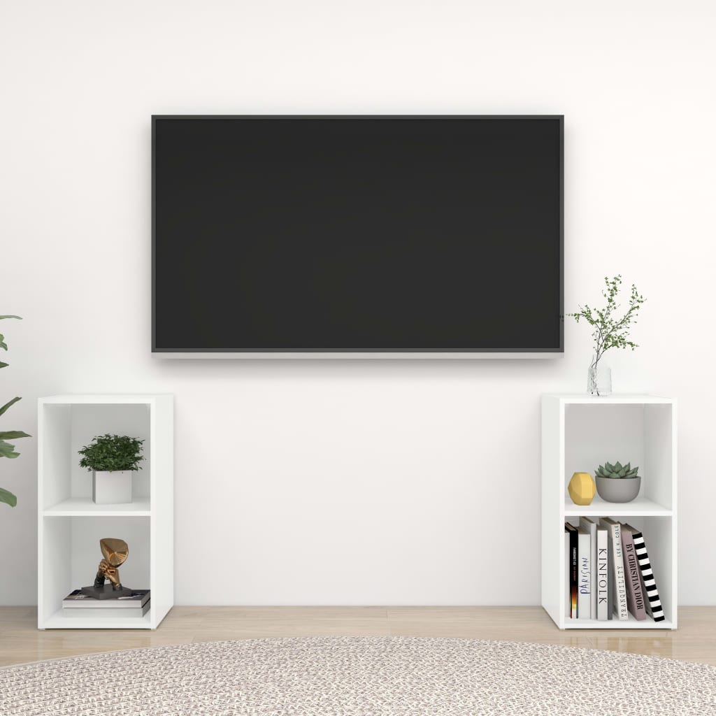 vidaXL TV skrinky 2 ks, biele 72,5x35x36,5 cm, kompozitné drevo