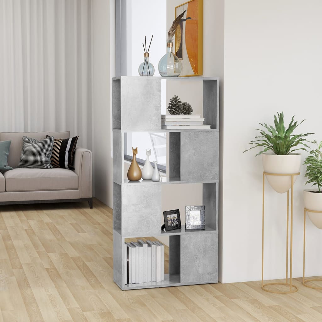 vidaXL Knižnica/deliaca stena betónová sivá 60x24x124,5 cm drevotrieska
