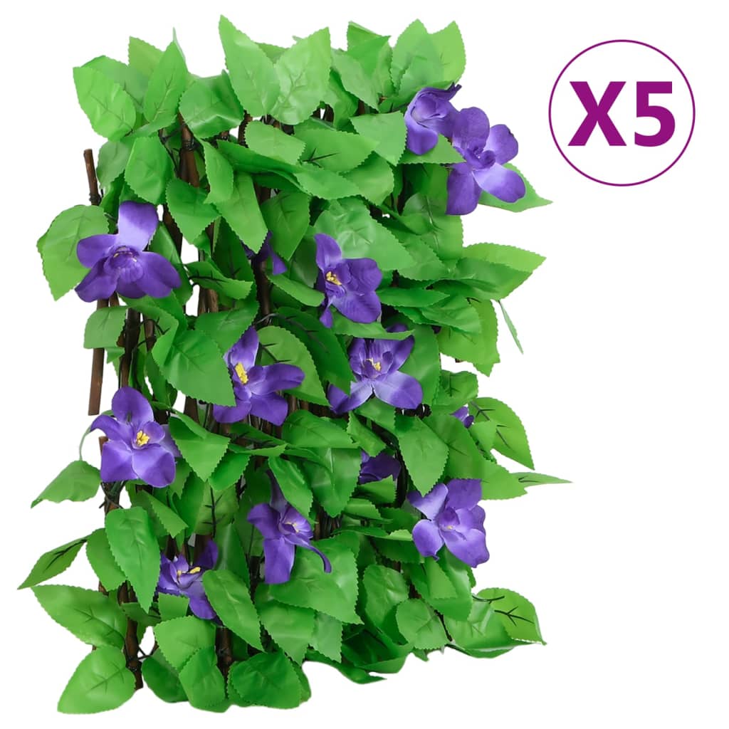 vidaXL Rozťahovacia mriežka s umelým brečtanom 5 ks zelená 180x20 cm