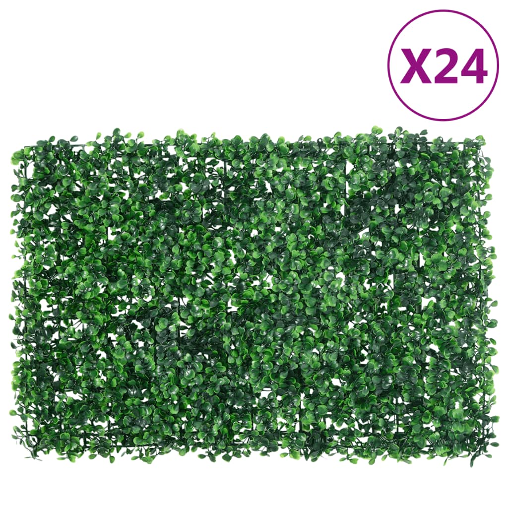 vidaXL Umelý plot z listových kríkov 24 ks zelený 40x60 cm