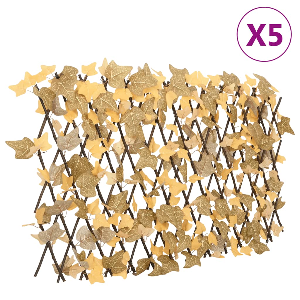 vidaXL Rozťahovacia mriežka s umelým javorom oranžová 5 ks 180x60 cm