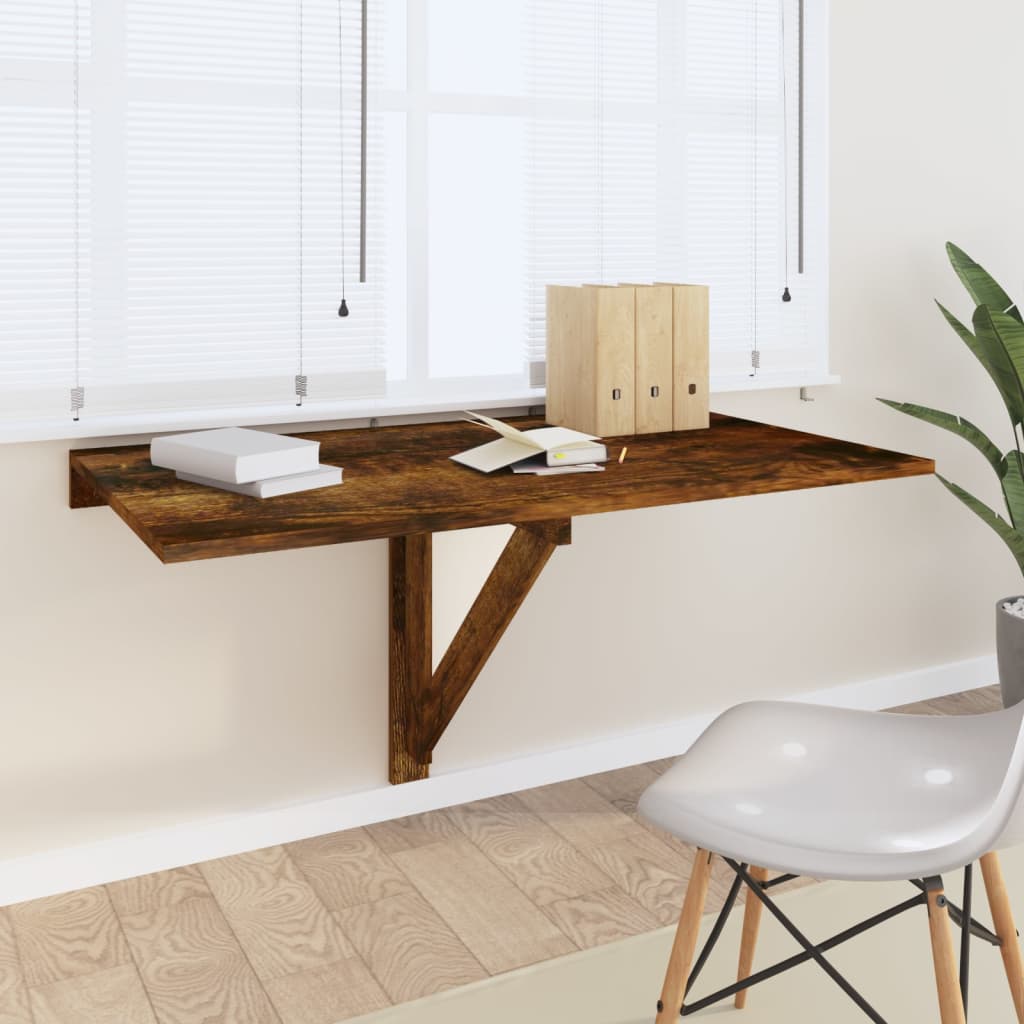 vidaXL Skladací nástenný stôl dymový dub 100x60x56 cm spracované drevo