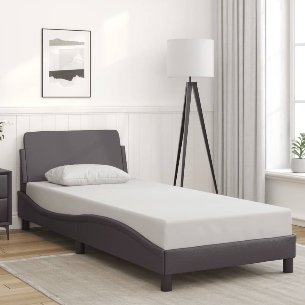 vidaXL Posteľný rám s čelom sivý 90x200 cm umelá koža