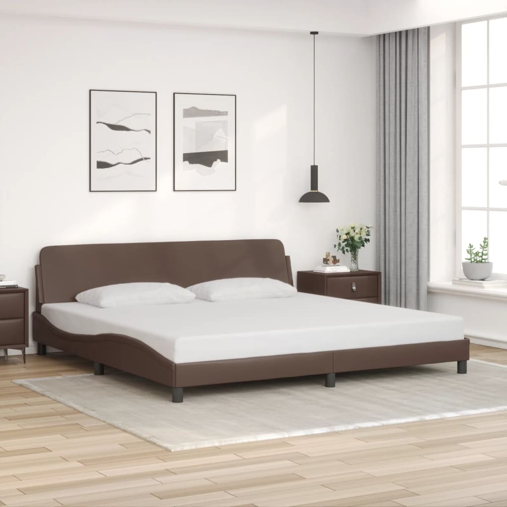 vidaXL Posteľný rám s čelom hnedý 200x200 cm umelá koža