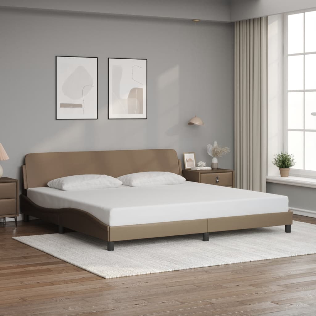 vidaXL Posteľný rám s čelom kapučínový 200x200 cm umelá koža