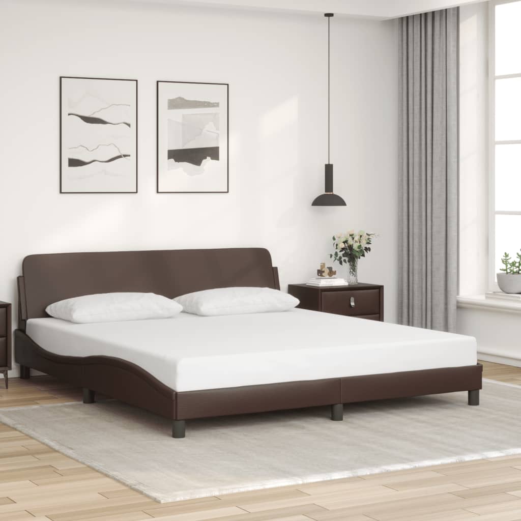 vidaXL Posteľný rám s čelom hnedý 180x200 cm umelá koža