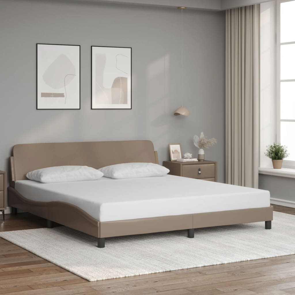 vidaXL Posteľný rám s čelom kapučínový 180x200 cm umelá koža