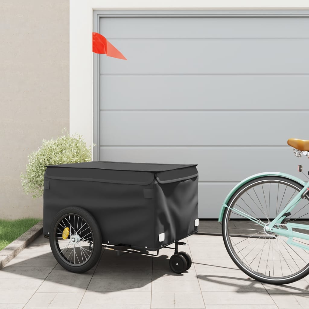 vidaXL Vozík za bicykel, čierny 45 kg, železo