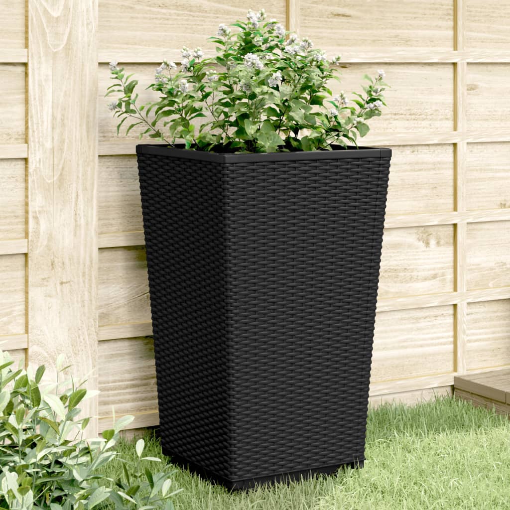 vidaXL Záhradné kvetináče 4 ks, čierne 32,5x32,5x57 cm, PP