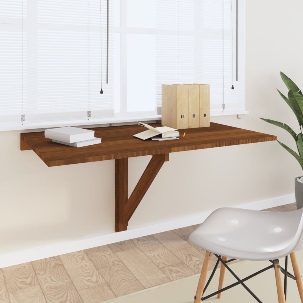 vidaXL Skladací nástenný stôl hnedý dub 100x60x56 cm spracované drevo