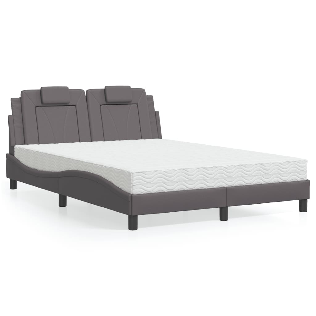 vidaXL Posteľ s matracom sivá 120x200 cm umelá koža