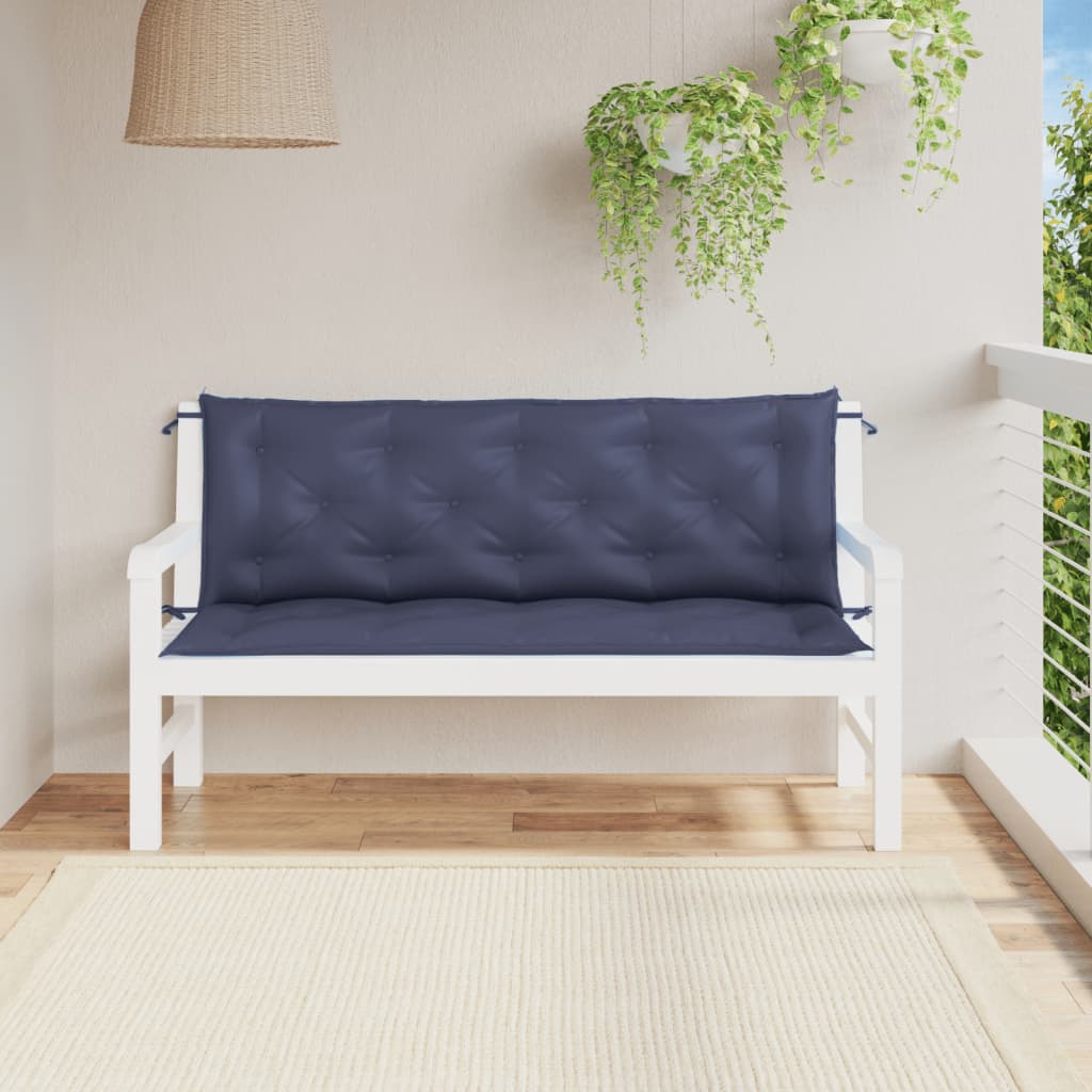 vidaXL Podložky na záhradnú lavičku 2 ks námornícka modrá 150x50x7 cm