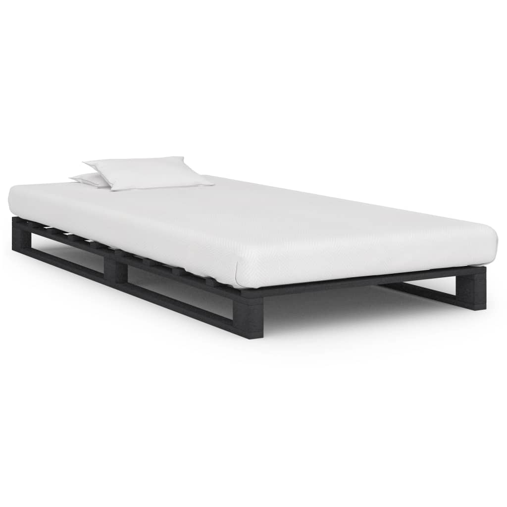 vidaXL Paletový posteľný rám sivý 90x200 cm masívne borovicové drevo
