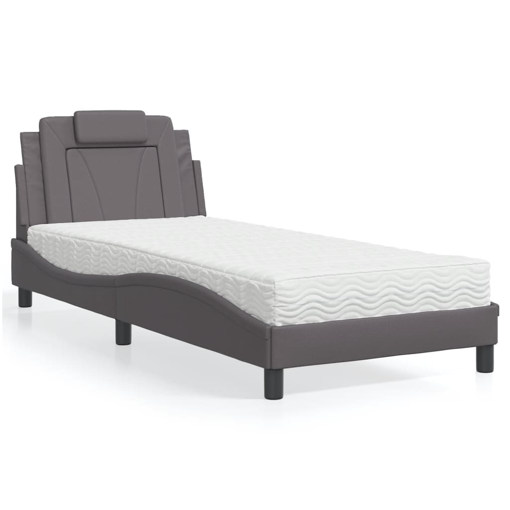 vidaXL Posteľ s matracom sivá 90x200 cm umelá koža