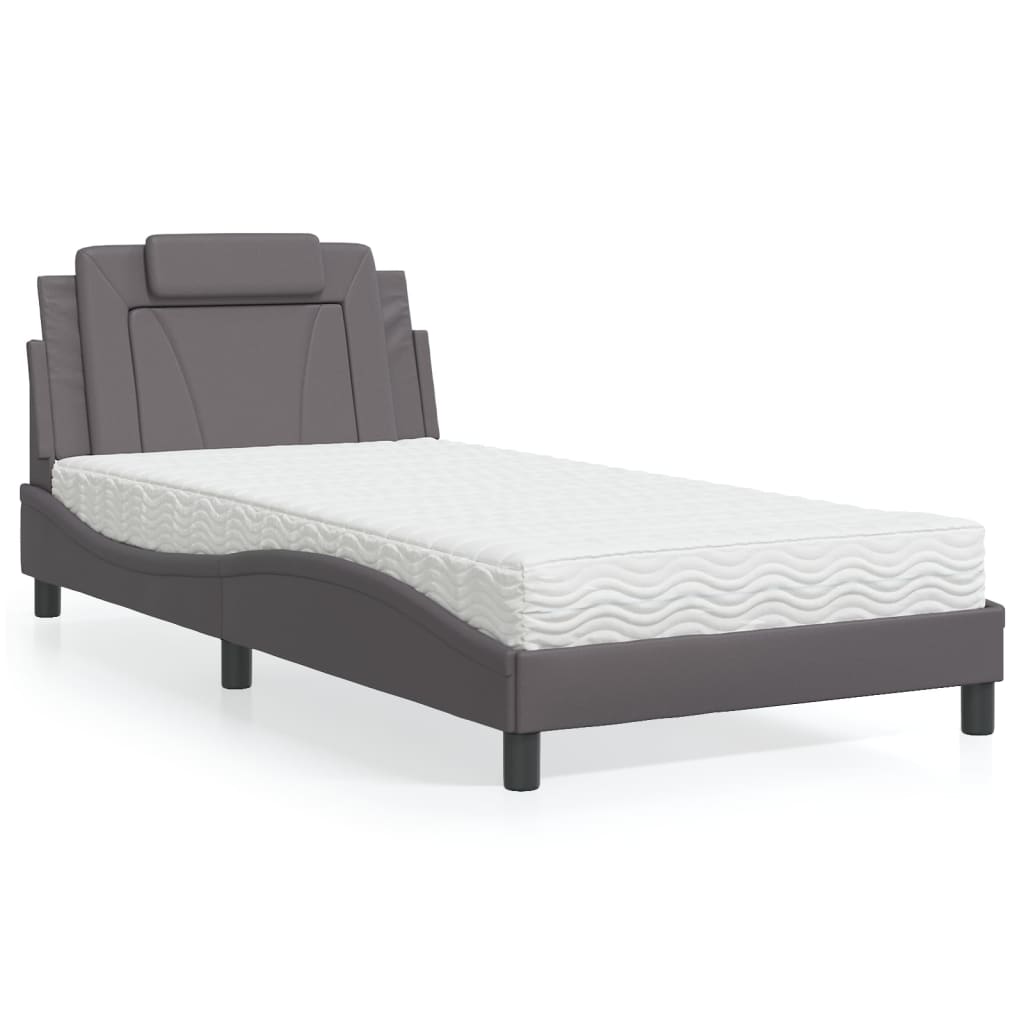 vidaXL Posteľ s matracom sivá 100x200 cm umelá koža