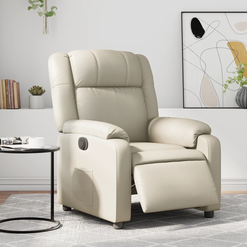 vidaXL Elektrické sklápacie kreslo krémové umelá koža
