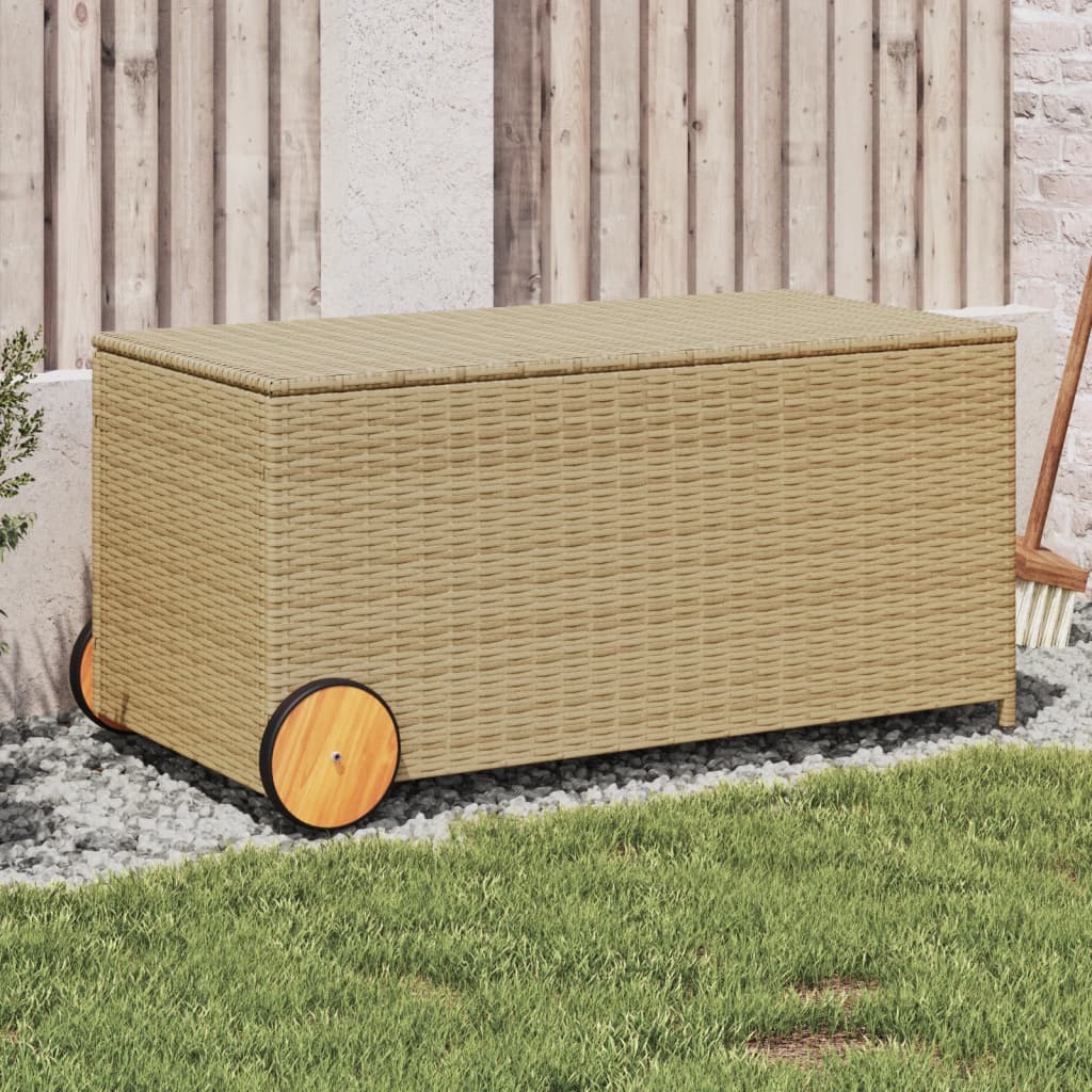 vidaXL Záhradný úložný box s kolieskami mix béžovej 190 l polyratan