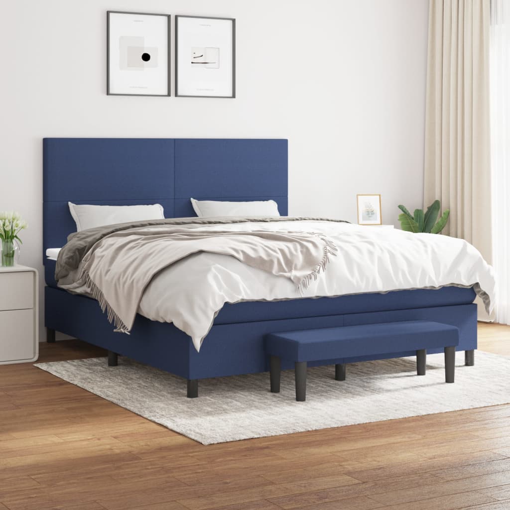 vidaXL Posteľný rám boxspring s matracom modrý 180x200 cm látka