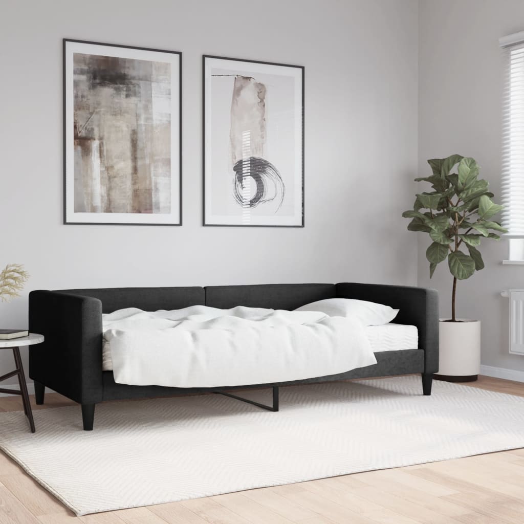 vidaXL Denná posteľ s matracom čierna 90x190 cm látka