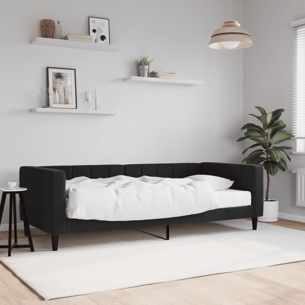 vidaXL Denná posteľ s matracom čierna 90x190 cm zamat