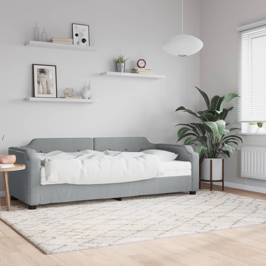 vidaXL Denná posteľ s matracom bledosivá 90x190 cm látka