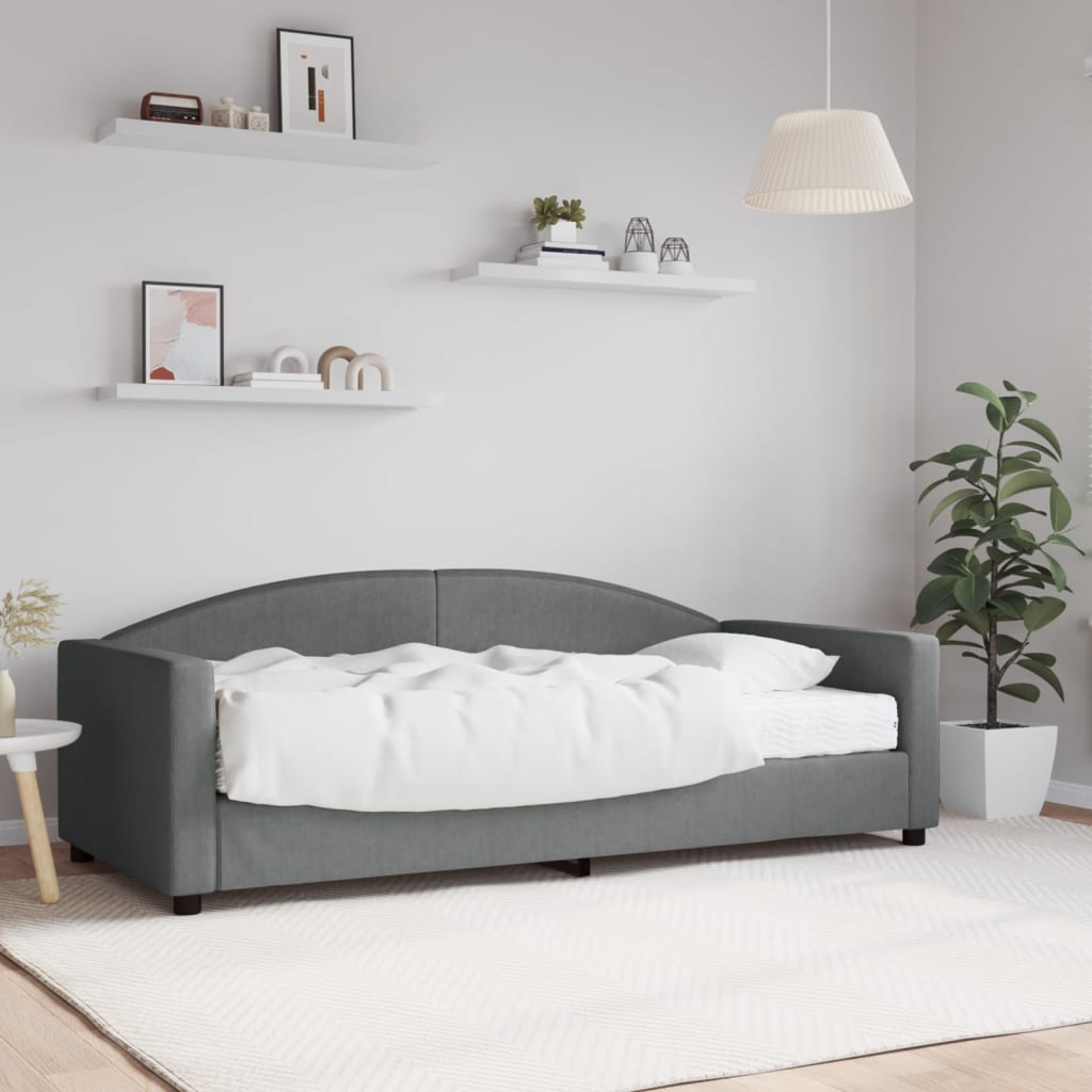 vidaXL Denná posteľ s matracom tmavosivá 90x190 cm látka