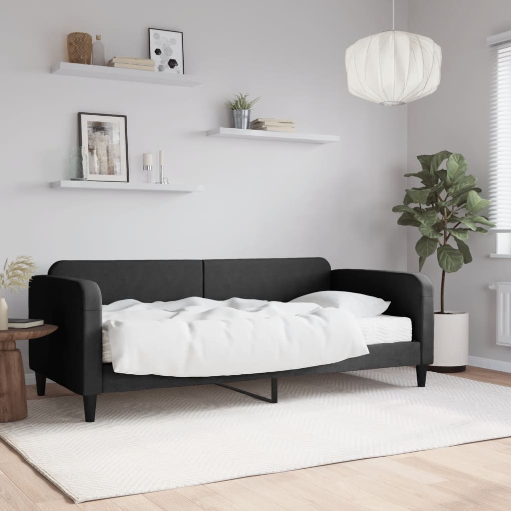 vidaXL Denná posteľ s matracom čierna 90x190 cm látka