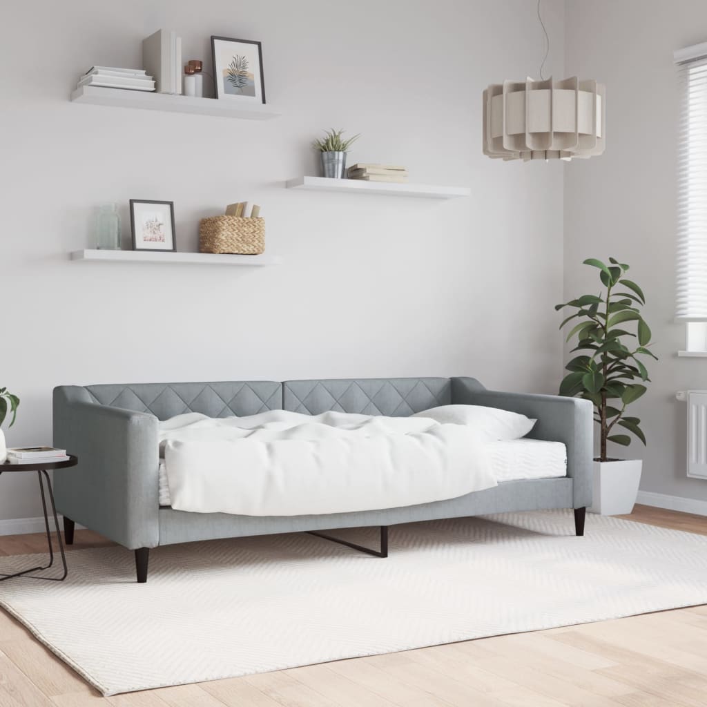 vidaXL Denná posteľ s matracom bledosivá 90x190 cm látka
