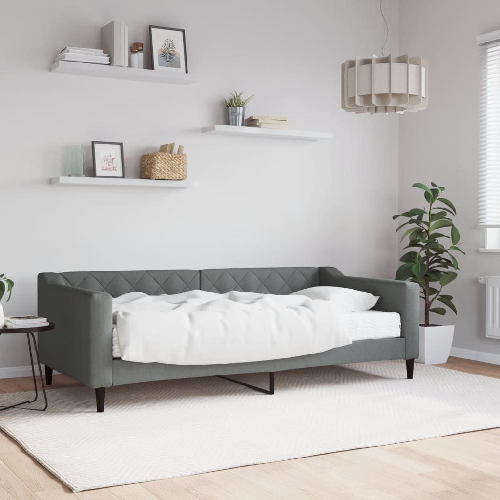 vidaXL Denná posteľ s matracom tmavosivá 90x190 cm látka