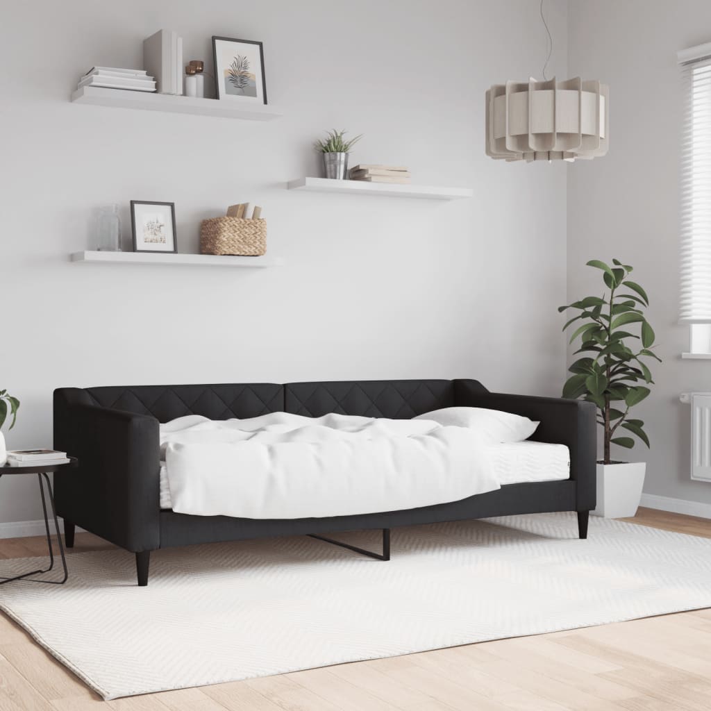 vidaXL Denná posteľ s matracom čierna 90x190 cm látka