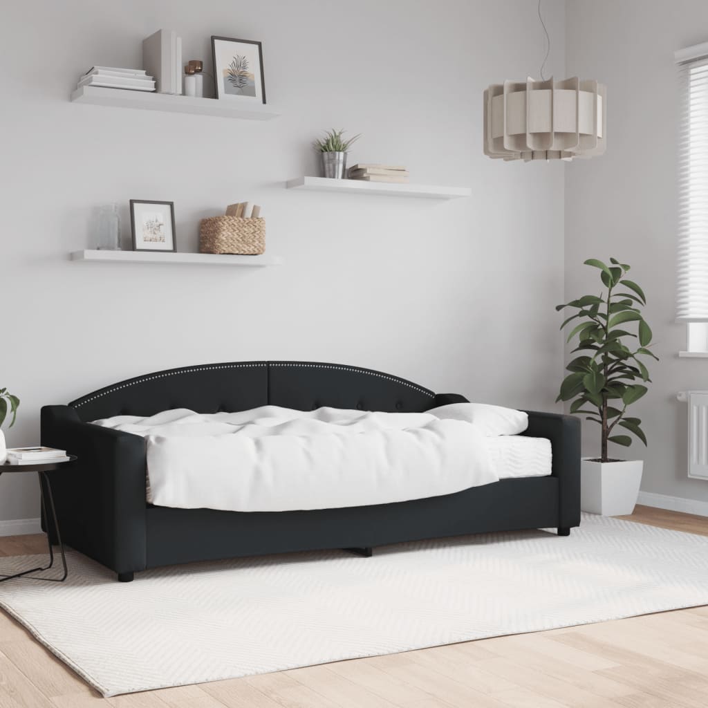 vidaXL Denná posteľ s matracom čierna 90x190 cm látka